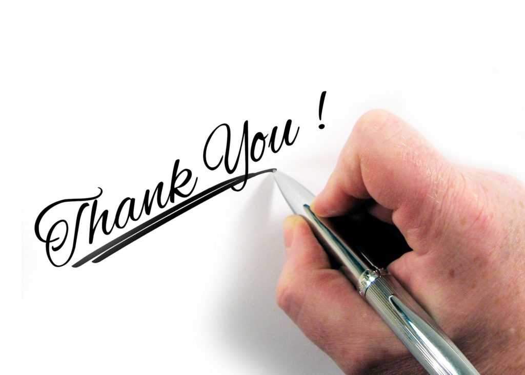 handwritten thank you